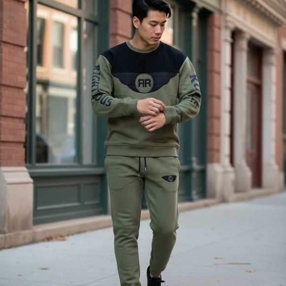 Righteous Rule French Terry Sweatsuit green and black - Picture 14 of 15